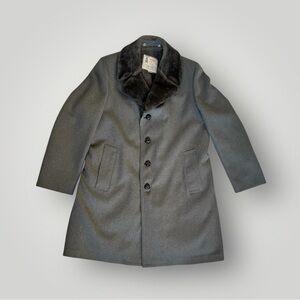 Vintage 70s/80s gray peacoat, Men’s 40 Long, gray faux fur collar and lining